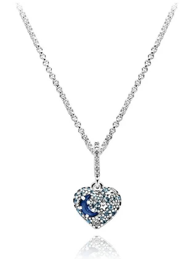 Sparkling Moon Stars Heart Necklace Silver - PANDORA - BALAAN 4