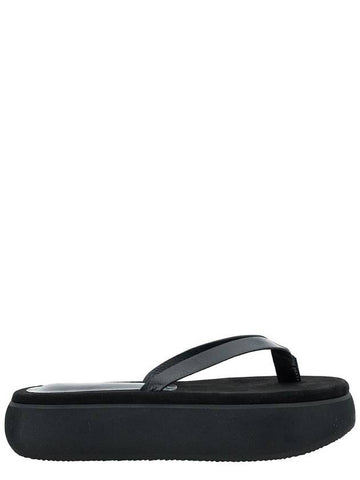 'Boat' Black Flip Flops With Chunky Sole In Leather Woman - OSOI - BALAAN 1