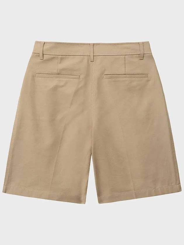 Heavy Chino Wide Bermuda Shorts Beige - NOIRER FOR WOMEN - BALAAN 5