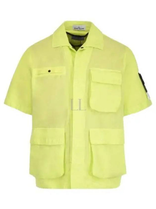 Men's Waffen Short Sleeve Shirt Jacket Lime - STONE ISLAND - BALAAN 2