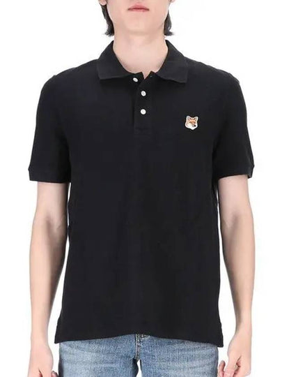 Fox Head Patch Cotton Polo Shirt Black - MAISON KITSUNE - BALAAN 2