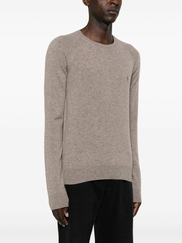 Cassandre crew neck long sleeve knit top beige - SAINT LAURENT - BALAAN 4