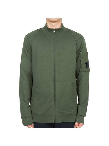 Men's Lens Wappen Zip-Up Cardigan Green - CP COMPANY - BALAAN 1