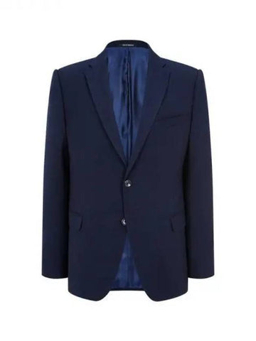 Men s Textured Stretch Wool Jacket Dark Navy 270594 - EMPORIO ARMANI - BALAAN 1