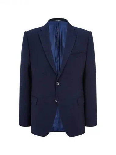 Men s Textured Stretch Wool Jacket Dark Navy 270594 - EMPORIO ARMANI - BALAAN 1