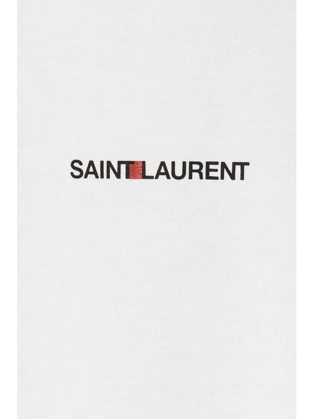 Men's Small Logo Short Sleeve T-Shirt White - SAINT LAURENT - BALAAN 5