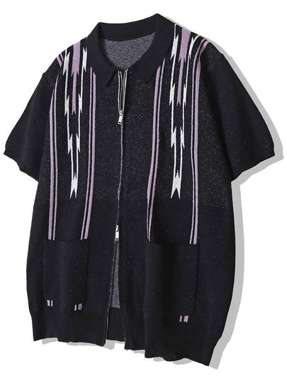 Navajo Boucle Knit Half Cardigan Black - KND - BALAAN 2