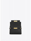 Manhattan Mini Embossed Gold-Tone Logo Leather Cross Bag Black - SAINT LAURENT - BALAAN 3