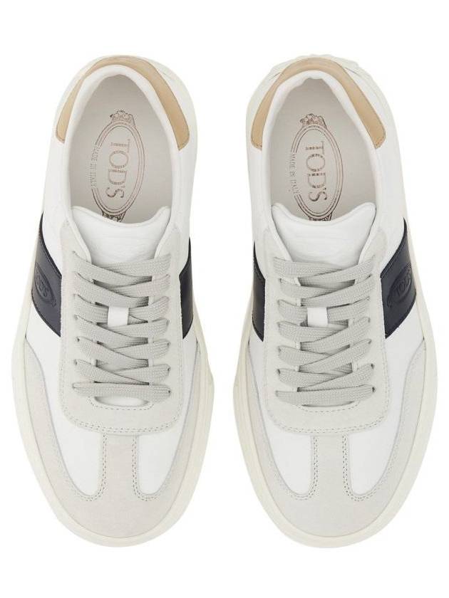 Leather Suede Low Top Sneakers White Black - TOD'S - BALAAN 8