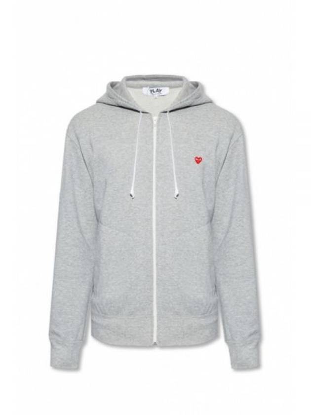 Small Red Heart Waffen Zip Up Hoodie Grey - COMME DES GARCONS - BALAAN 2