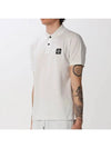 Men's Two Line Wappen Patch Cotton Short Sleeve Polo Shirt White - STONE ISLAND - BALAAN 5