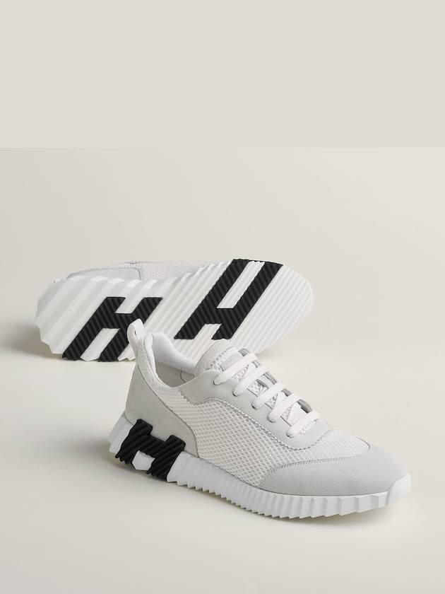 Graphic Mesh Suede Low Top Sneakers Blanc - HERMES - BALAAN 2