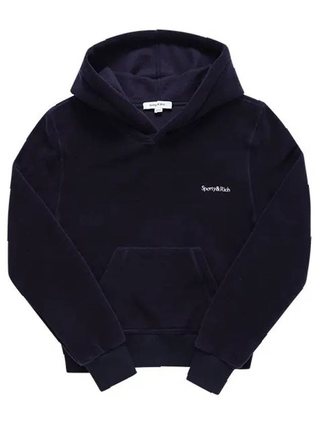 Serif Embroidered Logo Hoodie Navy - SPORTY & RICH - BALAAN 1