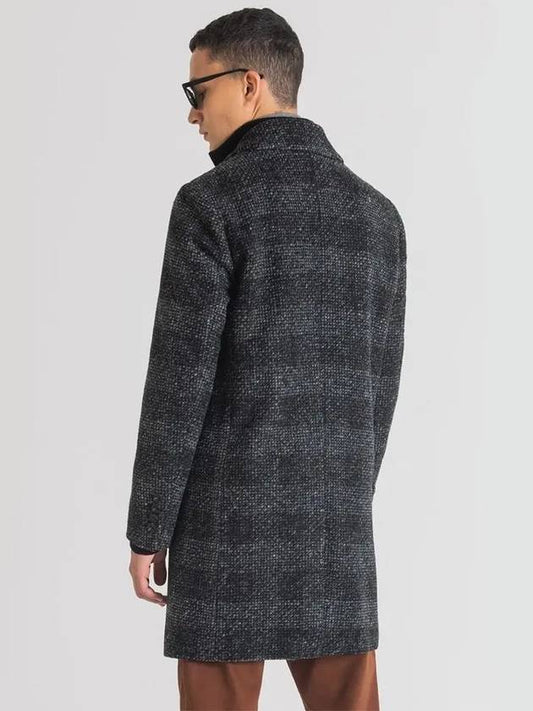 Check pattern black wool blend half coat CO113 - IKALOOOK - BALAAN 2