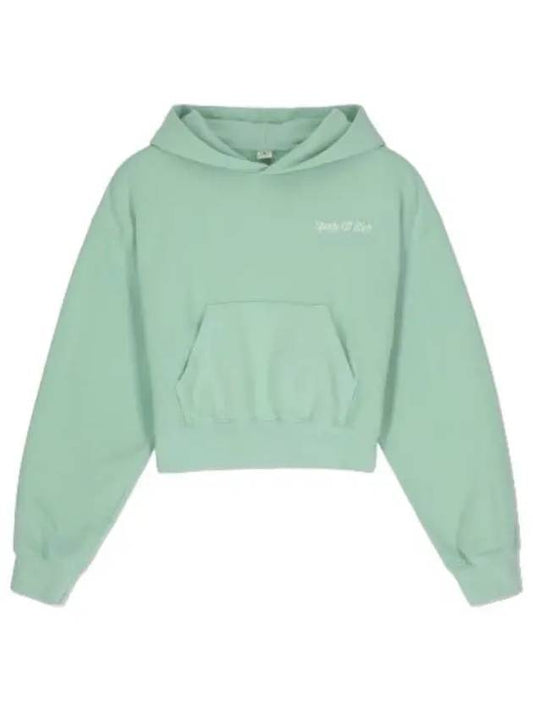 Italic Logo Embroidered Crop Hooded Jade Sweatshirt Hoodie - SPORTY & RICH - BALAAN 1