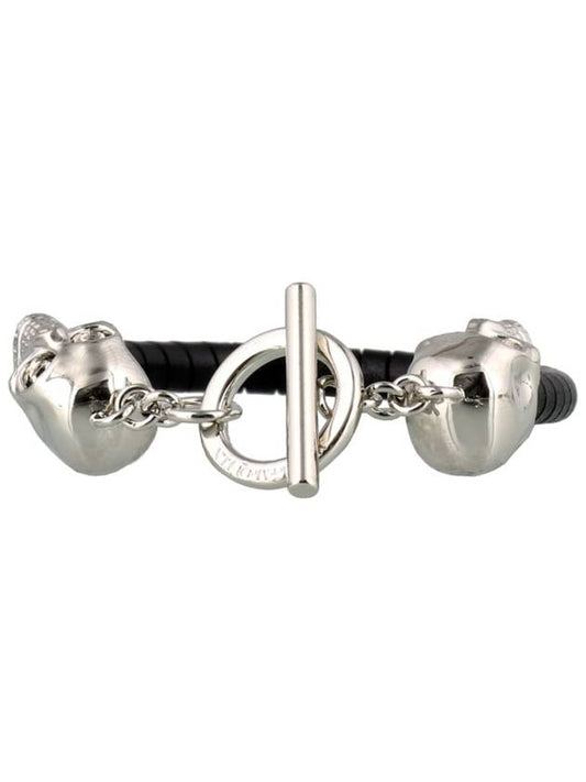 Double Skull Bracelet Silver - ALEXANDER MCQUEEN - BALAAN.