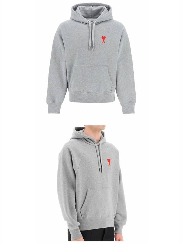 Small Heart Logo Hoodie Grey - AMI - BALAAN 5