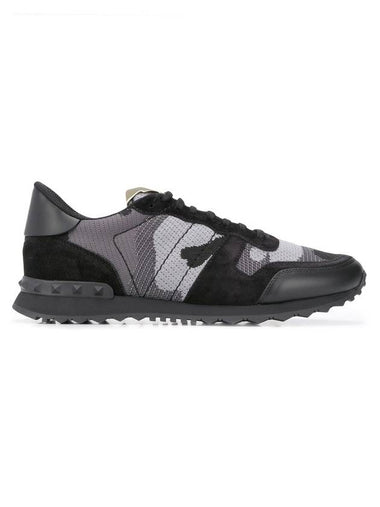 Rock Runner Camouflage Low Top Sneakers Black - VALENTINO - BALAAN 1