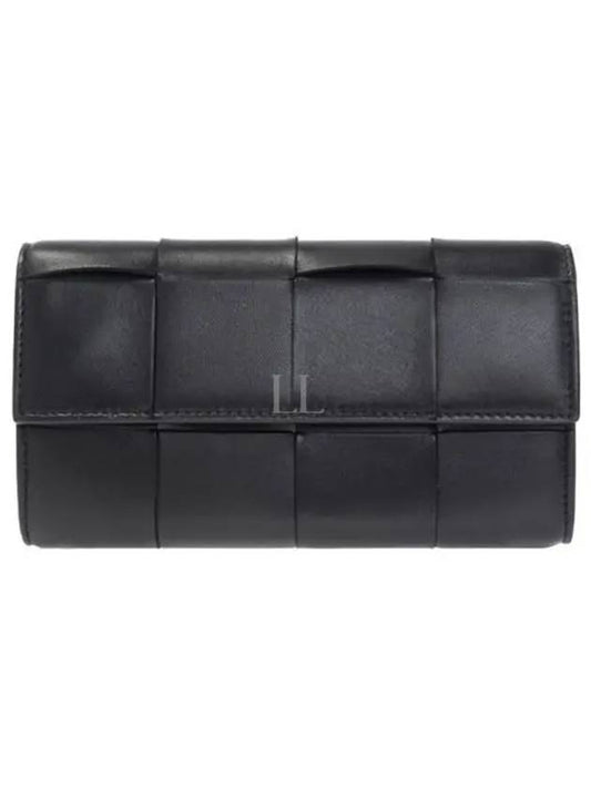 Intrecciato Flap Long Wallet Black - BOTTEGA VENETA - BALAAN 2