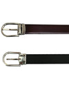 Horseshoe Buckle Double Sided Cutting Lather Belt Burgundy Black - MONTBLANC - BALAAN 3