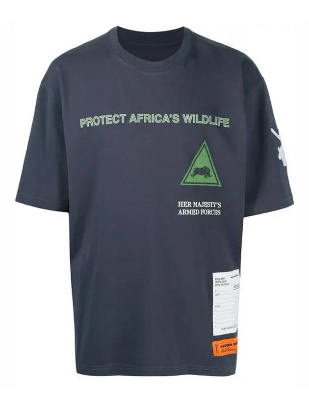 slogan patchwork short sleeve t-shirt navy - HERON PRESTON - BALAAN 1