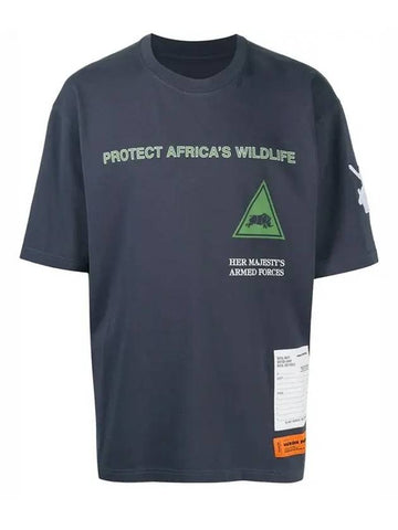 Slogan Patchwork Short Sleeve T-Shirt Navy - HERON PRESTON - BALAAN 1