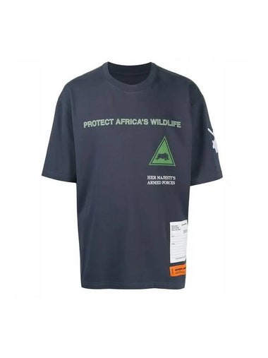 Slogan Patchwork Short Sleeve T-Shirt Navy - HERON PRESTON - BALAAN 1