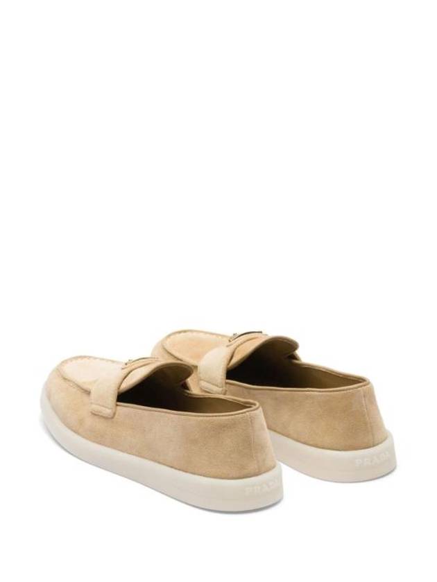 Triangle Logo Suede Leather Loafers Beige - PRADA - BALAAN 3