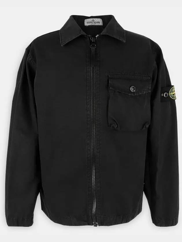 Kids 10602 Garment Dyed Cotton Canvas Overshirt Zip-Up Jacket Black - STONE ISLAND - BALAAN 3