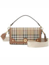 Women's Check Leather Top Handle Shoulder Bag Beige - BURBERRY - BALAAN 2