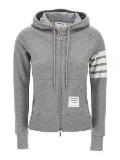 Engineered 4-Bar Stripe Loopback Jersey Knit Zip Up Hoodie Light Grey - THOM BROWNE - BALAAN 2