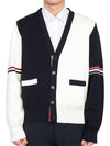 Funmix Cotton ArmBand V-Neck Cardigan White Navy - THOM BROWNE - BALAAN 4