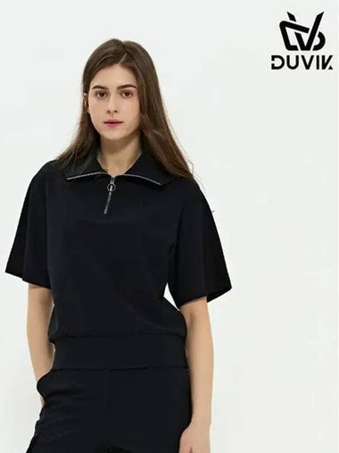 zip-up wide collar short-sleeved T-shirt DD2WTS101BK - DUVIK - BALAAN 1