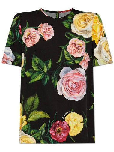 Dolce & Gabbana Silk Top With Floral Motif, Women's, Multicolour - DOLCE&GABBANA - BALAAN 1