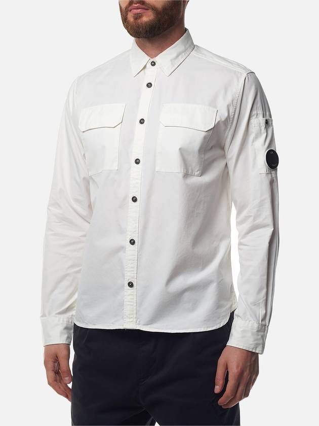 Organic Gabardine Buttoned Lens Long Slevee Shirt White - CP COMPANY - BALAAN 6