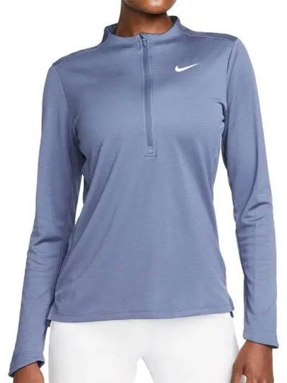 Women's Dri Fit UV Advantage Half Zip Long-Sleeve T-Shirt Blue - NIKE - BALAAN 2