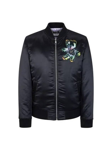 Men s Glass Teddy Satin Bomber Jacket Black - PHILIPP PLEIN - BALAAN 1