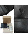 Heart Logo Bi Fold Leather Half Wallet Black - AMI - BALAAN 6