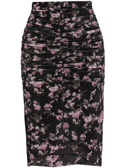 Mesh Rushed A-Line Skirt Black - GANNI - BALAAN 2