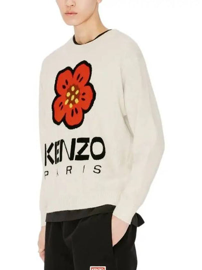 Boke Flower Merino Wool Knit Top Off White - KENZO - BALAAN 2