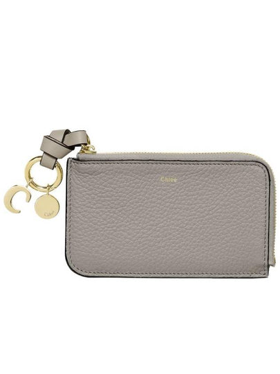 Alphabet Half Zipper Leather Card Wallet Grey - CHLOE - BALAAN 2