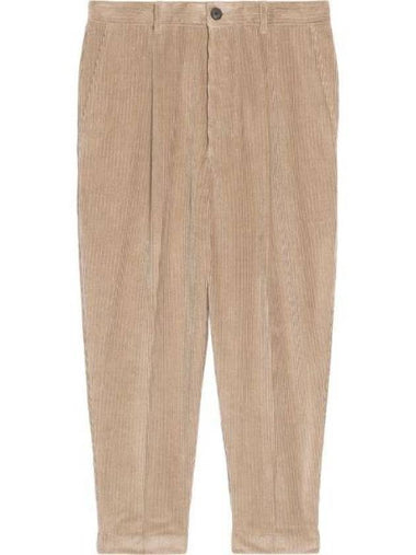 Tapered Corduroy Cropped Straight Pants Beige - AMI - BALAAN 1