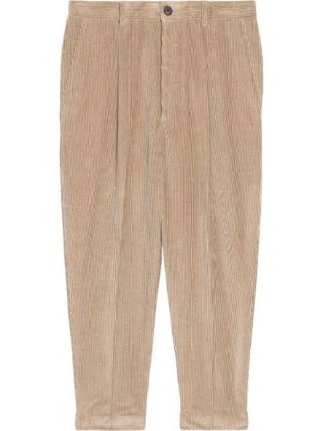 Tapered Corduroy Cropped Straight Pants Beige - AMI - BALAAN 1