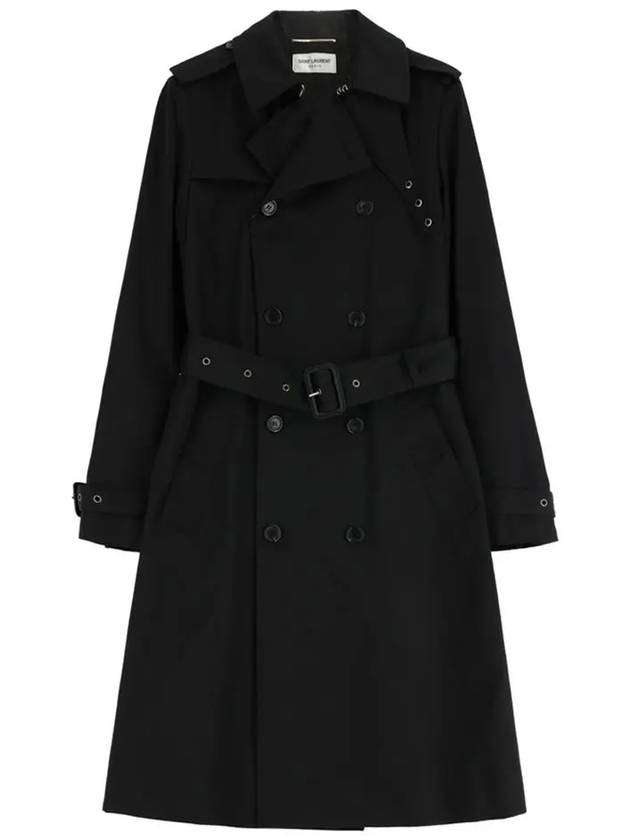 Gabardine Classic Saint Gabardine Trench Coat Black - SAINT LAURENT - BALAAN 3