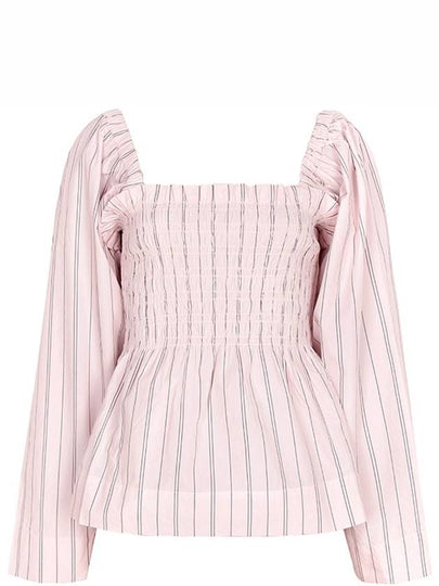 Stripe Smoke Blouse Pink - GANNI - BALAAN 2