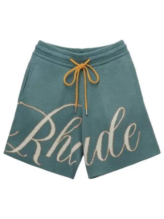 Script Logo Knit Shorts Pants Sage - RHUDE - BALAAN 1