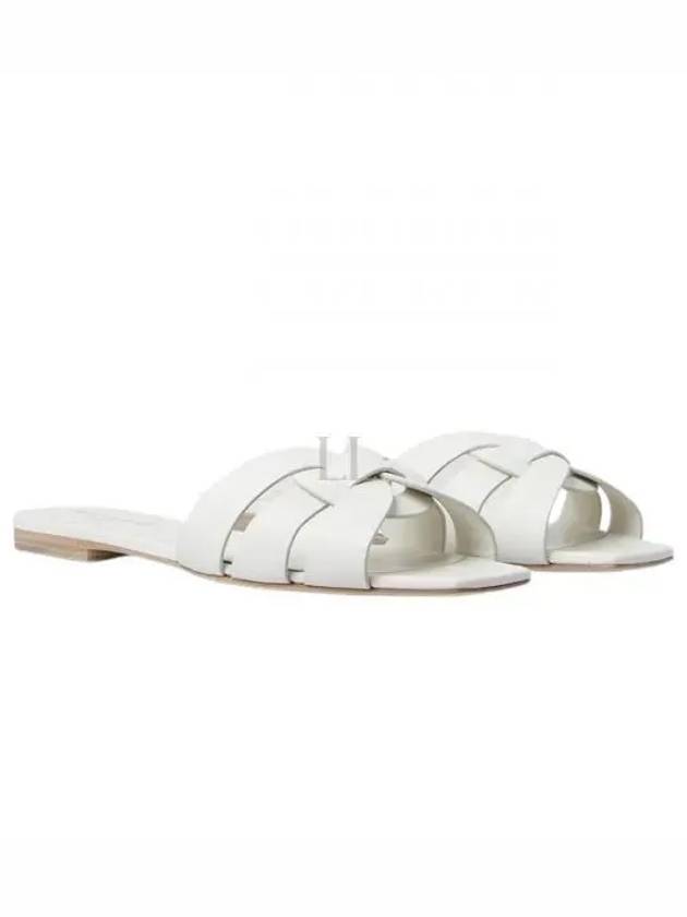 Tribute Smooth Leather Mules White - SAINT LAURENT - BALAAN 2