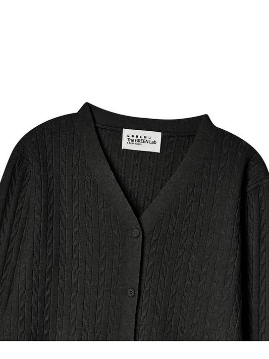 V neck cable knit cardigan black - THE GREEN LAB - BALAAN 2