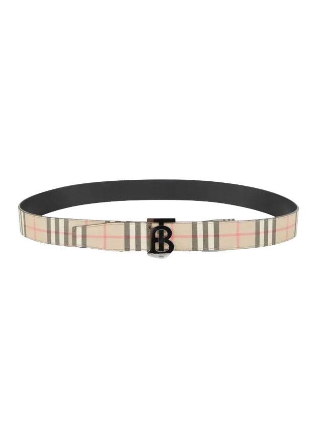 Reversible Monogram Motif Vintage Check Leather Belt Beige - BURBERRY - BALAAN 1