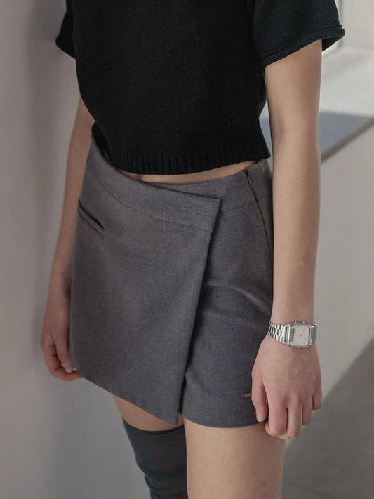 Classic fake wrap skirt pants_Charcoal - HARDCORE HAPPINESS - BALAAN 1